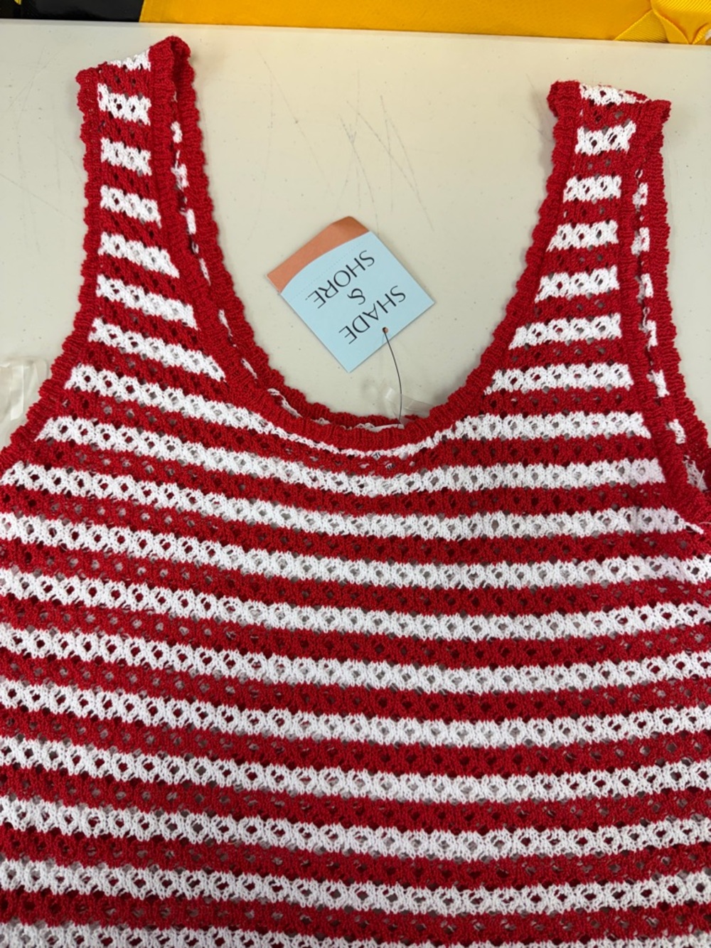 Shade & Shore Red and White Crochet Stripe Dress stretchy super cute XL size 16